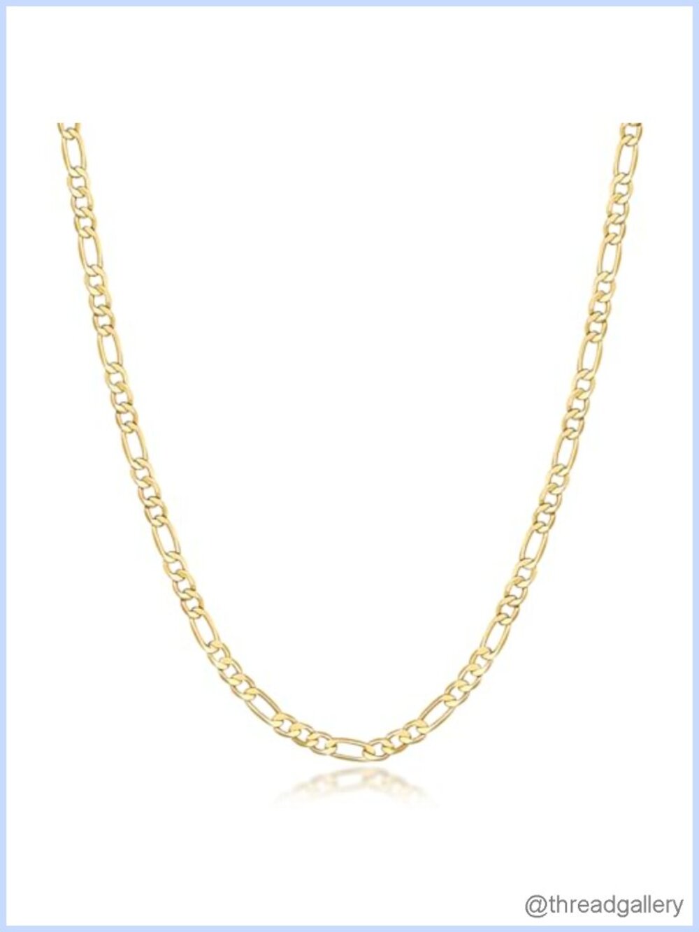 14K Gold Plated Figaro Chain Necklace Lobster Clasp 18in